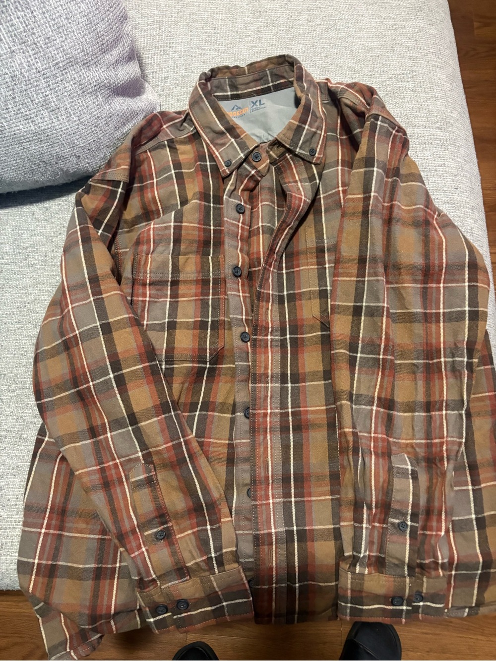 Ridgecut Toughwear Flannel Shirt Mens XL Heavy Cotton Plaid Button Down